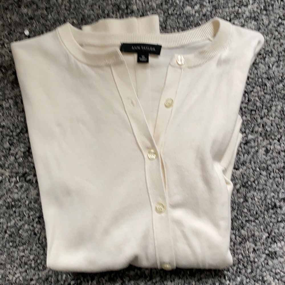 Ann Taylor cream colored cardigan sweater